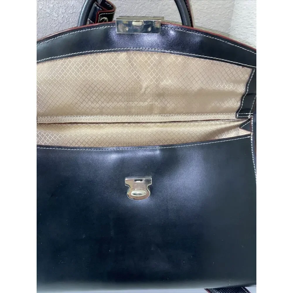 VTG McKLEIN Luxury Leather Attaché Soft Case Briefcase Laptop Bag Thailand Black